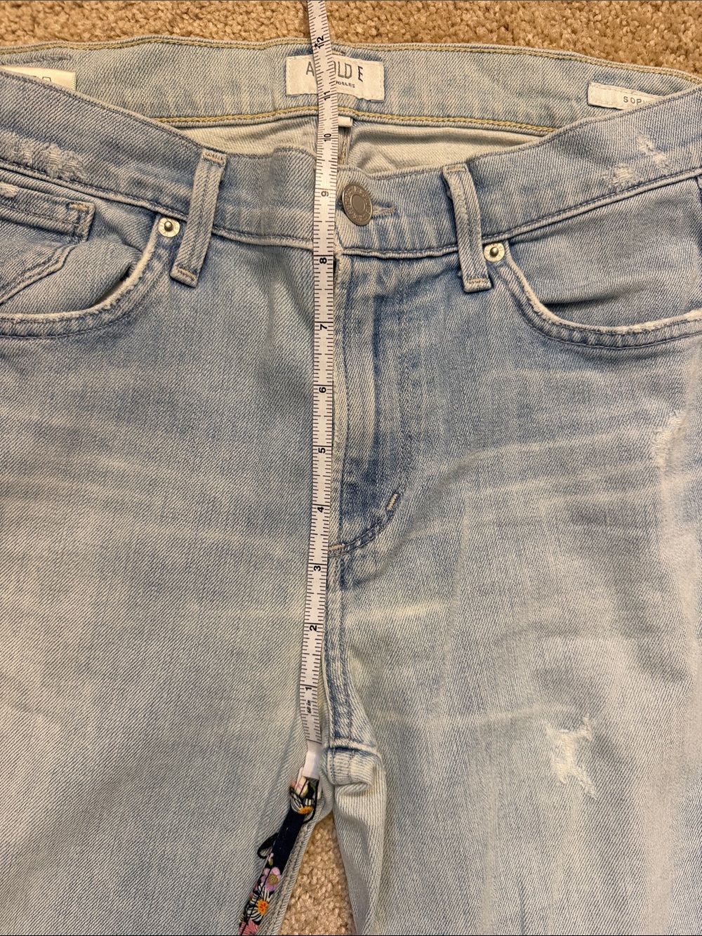 Agolde Sophie Light Wash Skinny Jeans with Pink Patch Size 27 - Picture 5 of 12